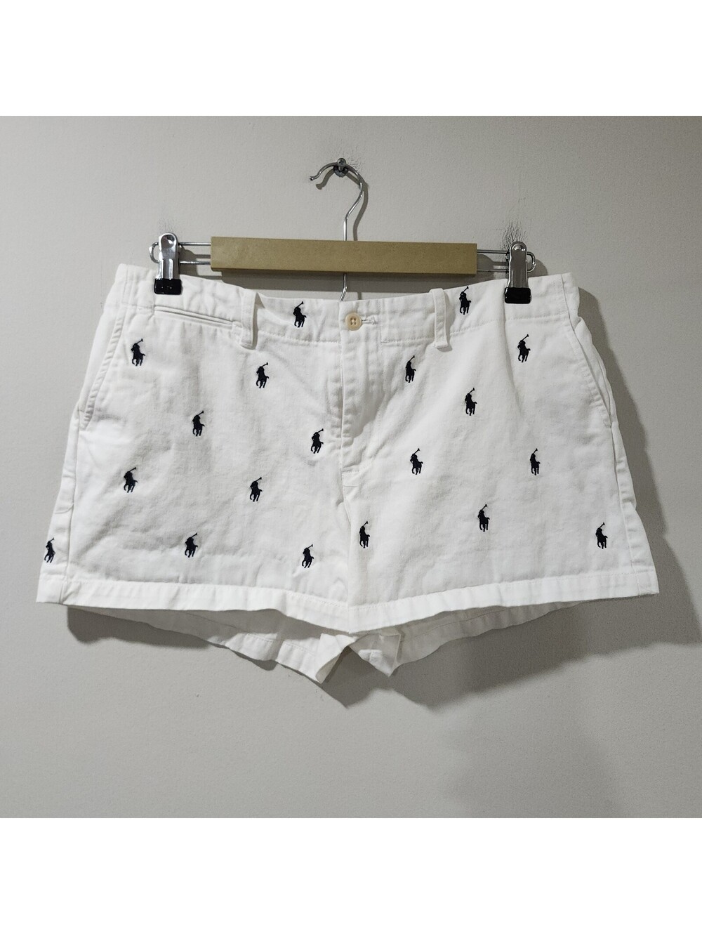 Ralph Lauren Sport Shorts Womens 10 Embroidered All Over Pony Logo Preppy Money